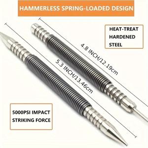 TEMU 2개/세트 신형 센터 펀치 스프링 더블 헤드 못 세트, 펀칭 스프링 금속 목공 드릴 비트