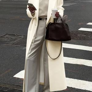 TEMU 여성용 롱 오픈 프론트 라펠 코트, 봄, 가을, 겨울용, 캐주얼 휴가 스타일, 솔리드 컬러