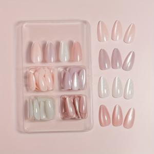 TEMU 96피스 아몬드형 캣아이 프레스온 네일 세트, 글리터 캣아이 패치, 젤리 글루와 네일 파일 포함 여성용 패션 인조네일