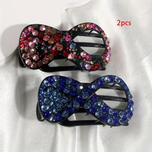 TEMU 2개입 성격이 있는 우아한 8자 라인스톤 머리핀 오리 부리 클립 여성용 데일리 레저 헤어 오리 부리 클립 외출용 조커 고급스러운 감각 머리핀 헤어 액세서리 머리핀 어버이날 기념일 선물