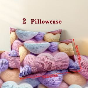 TEMU 플로럴 하트 프린트 베개 커버 2개, 봉투형 잠금, 손세탁 가능, 기계 세탁 가능, 부드럽고 통기성 좋은 가정용 침구, 베개 커버 2개 (베개솜 미포함)