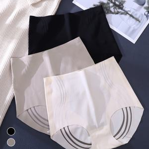 TEMU 3개입 미드 웨이스트 투명 심리스 리퀴드 복부 팬티 힙 리프트 복부 여성용 삼각 브리프