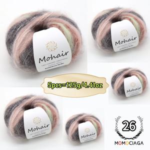 TEMU 모모시아가 핸드염색 모헤어 실 5롤 - 옴브레 그라데이션 컬러 크로셰 실, 부드러운 모헤어 소재로 스웨터, 쇼울, 모자, 스카프, DIY 공예에 적합, 컬러 체인징 실