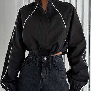 TEMU 아름다운 여성용 재킷, 신상 발렌타인데이 컬렉션, 여성용 핫 아웃핏, 봄 의류, 스타일리시한 여성용 트렌치 코트, 컬러 블록 엣지 드롭 숄더 지퍼 재킷, , 외출, 데이트, 클럽, 파티, 여행에 적합