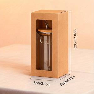 TEMU 30팩 노란색 크래프트 종이 선물 상자 - 10oz, 20oz, 30oz 플랫 바텀 텀블러, 윈도우 선물 포장 상자, 플랫 바텀 유리병 포장 상자 및 기타 액세서리용 소형 선물 상자