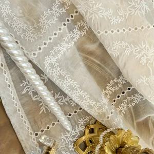 TEMU 1개 프랑스식 엠보싱 레이스 자수 거즈 커튼, 레트로 궁정 스타일 문 커튼, 소형 커튼, 화이트 주방 장식, 반 커튼 파티션, 예술적 장식, 내구성 있는 소재, 패셔너블 커튼, 애호가용