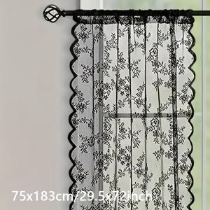 TEMU 플로럴 자수 프린트 레이어드 암막 커튼 1개, 반투명 폴대 통형 커튼통, 레트로하고 매력적인 꽃무늬, 작은 창문, 욕실, 지하실, RV, 세탁실, 캠핑카에 적합, 궁극의 우아한 외관 연출