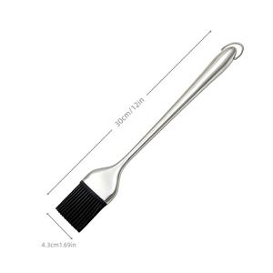 TEMU 인체공학적 손잡이가 있는 고강도 스테인리스 스틸 & 실리콘 베이스팅 브러시 - 눌러붙지 않음, 내열성, 그릴링, 베이킹, 요리, 바비큐, 팬케이크, 와플용, BBQ 액세서리, 캠핑 조리기구, 아웃도어용