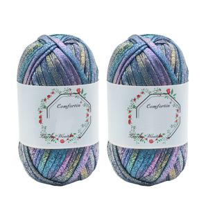 TEMU 2세트 반짝이고 화려한 천 스트립 실, 수제 뜨개질 새 후크 가방 실, 핫셀링 메탈 텍스처 패브릭 스트립 실