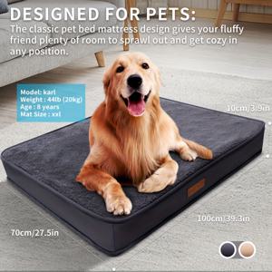 TEMU 커버가 있는 정형외과견 침대 1개, 두꺼운 메모리폼 매트리스, 미끄럼 방지 및 습기 방지 베이스, 분리 및 세탁 가능한 지퍼, 중간 크기의 강아지에게 적합