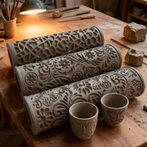 TEMU DIY 도자기, 세라믹, 공예용 클레이 롤러 몰드 세트 3개 - 내구성 플라스틱 아트 도구, 홈 데코 및 선물 만들기