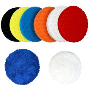 TEMU 8개입 광택 스펀지, 125/150mm 광택 패드 세트, 광택 세트 차량용, 벌집 광택 스펀지, 광택 부착 코드리스 스크루드라이버 차량용, 광택기/연마기용