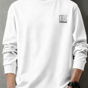 TEMU 남성 패션 캐주얼 가을 티셔츠, 영감을 주는 레터 프린트, 간편한 블랙 앤 화이트 컬러 블로킹 긴소매 터틀넥 캐주얼 편안한 긴소매 베이스 셔츠, 휴가, 데일리 외출 및 레저 스포츠, 심리치료에 적합