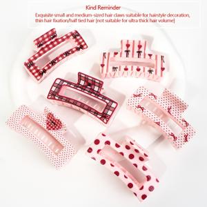 TEMU 6개 세트 패셔너블한 핑크 하트 모양 리본 발렌타인데이 액세서리 헤어 클립, 귀여운 만화 핑크 리본/폴카 도트/작은 체크무늬 헤어 집게핀, 여성용 데일리 출퇴근, 데이트, 파티에 적합, 어머니의 날 및 발렌타인데이 의상을 위한 완벽한 선물