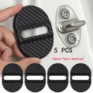 TEMU 5개입 차량 문 잠금 장치 커버 보호대 – 내구성 좋은 ABS 플라스틱, 녹 방지, 도난 방지 차량 안전 보호대, 카본 파이버 패턴, 대부분의 차량에 적합