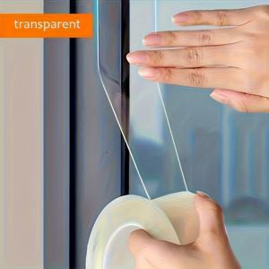 TEMU 50M X 5Cm 초광택 두꺼운 투명 실링 방풍 스트립 창문 실링 테이프, 틈새, 창문 및 에어컨 단열구를 통한 교차 통풍 방지 - 에어컨 단열 테이프