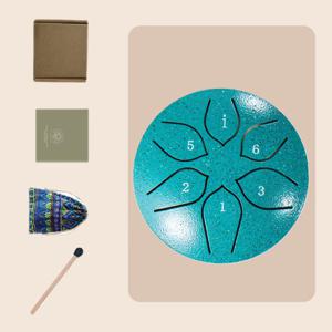 TEMU 새로운 꽃잎 에더리얼 드럼 세트, 야외 레인 드럼, 드럼 스틱, 악보, 천 가방 추가, 6음계 3인치 포켓 풍경 퍼커션 악기, 부드럽고 선명한 사운드를 연출하는 드럼