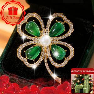 TEMU 1개 18K 금도금 프렌치 클래식 클로버 브로치 (선물 상자 포함), 크리스마스 발렌타인데이 착용, 연중 선물용으로 적합