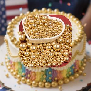 TEMU 85G/3Oz 디저트 장식 키트, 요리 및 베이킹 장식, 티 골든 골든 원형 조약돌, 혼합 사이즈, 케이크 장식, 결혼식, 생일, 파티 등 축하용, 식료품 저장고 필수품 장식