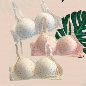 TEMU 3피스 스위트 플로럴 레이스 브라 세트 - 통기성, 탈착식 패드 없음, 무선, 작은 가슴에 이상적, 캐주얼 스타일, 청소년 및 일상 편안함에 완벽|플로럴 레이스 브라|통기성 원단, 청소년용