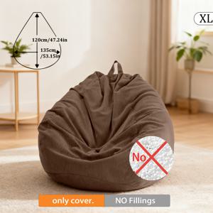 TEMU 코듀로이 빈백 소파 커버, 빈 제품. 거실 및 침실의 편안한 소파용 교체 커버, 탈착식, 미끄럼 방지, 내구성, 레트로 스타일. 좁은 공간에 적합, 싱글 빈백 외부 커버, 고양이 스크래치 방지, 피부 친화적