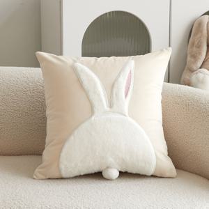 TEMU 1개 3D 자수 귀여운 토끼 수제 볼 베개 커버 | 거실, 침실, 자동차 및 파티 환경에 적합, 폴리에스터, 부분 세척 관리