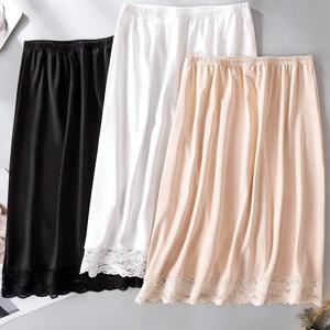 TEMU 여성용 A라인 미디 비침 방지 레이스 언더스커트 3개, 훔쳐보기 방지 스커트 라이너
