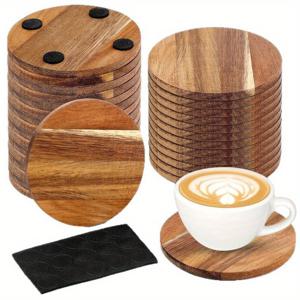 TEMU 나무로 제작된 원목 코스터 12개입. 빈티지 주방 및 식당 장식, 염색, 조각 및 홈 데코에 적합합니다. 테이블 보호 기능을 제공하며 식사에 필수적이며, 수제 코스터, 레트로 장식으로도 사용할 수 있습니다.