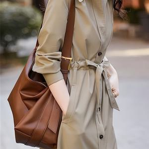 TEMU 슬림핏 기질 트렌치 코트 여성 2025 봄/가을 신상 한국 스타일 소형 사이즈 다용도 미디 길이 셔츠 재킷