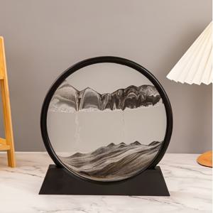 TEMU 3D 물결 모양 모래 예술 거실 모래시계 유리 장식, 졸업 선물, 산과 물 그림 사무실 캐비닛 장식, 야외 휴일 장식, 할로윈 장식