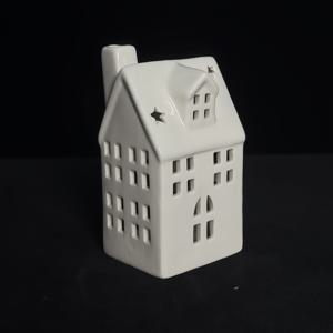 TEMU 수집용 피규어, 1개 세라믹 홈 피규어 - 별이 빛나는 창문이 있는 화이트 미니어처 하우스 조각, 홈 캔들 홀더 장식, 전체 작은 집을 밝히는 캔들 홀더, 분위기 조성 장식, 야간 캔들 홀더 액세서리, 새해 선물