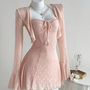 TEMU 미국 빈티지 Y2K 섹시 레이스 패치워크 스퀘어넥 튜브탑 롱슬리브 바디콘 힙길이 미니 드레스, 밀레니얼 허리 슬림 섹시 니치 드레스, 아웃팅, 뮤직 페스티벌, 발렌타인데이에 완벽한 아이템