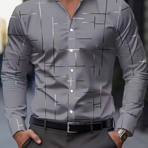 TEMU 남성용 웨스턴 신상 긴팔 셔츠 디지털 프린트 캐주얼 셔츠