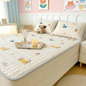 TEMU YYT 여름용 얇은 쿨매트리스, 얇은 매트+베개커버 세트, 침대패드, 시원하고 쾌적한 휴대용 접이식, 귀여운 침구세트, 부드럽고 편안한 매트, 다용도 다기능 잠을 잘 수 있는 매트, 미끄럼 방지--가정용, 학생용, 갬핑용, 여행용, 싱글, 중형, 대형, 크리스마스 선물