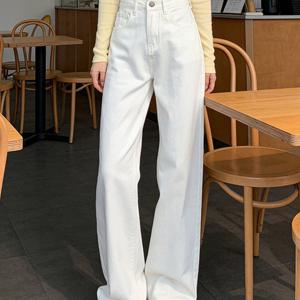 TEMU 봄여름가을 여성용 청바지 데님 팬츠 와이드 하이웨스트 캐주얼 일자 슬랙스 캐주얼 바지 데일리 SLIM GIRL 슬림소녀