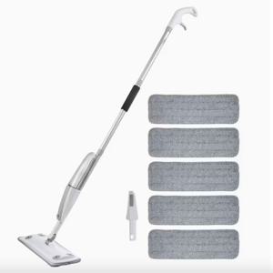 TEMU 1세트, 360도 회전 스트레칭 조정 대걸레, 욕조 타일 바닥 클리너를 위한 스프레이 대걸레 1세트와 바닥 클리너를 위한 5개의 극세사 매트, 재충전용 병과 극세사 매트 포함, 건습 겸용 대걸레, 가정 및 상업 용도, 목재 복합 바닥 용도추석 선물, 크리스마스 선물, 할로윈 선물