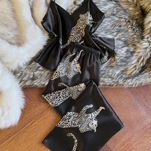 TEMU 제브라 프린트 편안하고 우아한 캐미솔 파자마 세트, 2피스