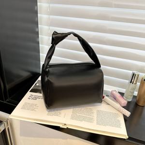 TEMU 크리에이티브 블록 핸드백, 여성용 스몰 핸드백, 소형 지갑, 단색 휴대용 핸드백, 대용량 핸드백 화장품 가방, 내마모성 및 내구성 있는 PU 핸드백