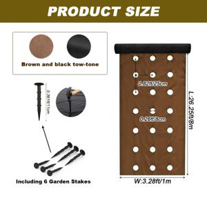 TEMU 7개 조경용 방충막, 구멍 포함, 양면 브라운/블랙, 1.97/2.62*3.28*25.26Ft, 정원 말뚝 6개 포함, 정원 화단 및 조경용 내구성 있는 접지재, 마당 및 화단 잡초 방지용 헤비 듀티 깔개 매트