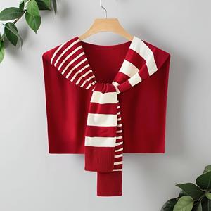 TEMU 라이트 럭셔리 우아한 불규칙 컬러 블록 숄, 인플루언서 올 시즌 스몰 숄 여성용 아우터 에어컨 방 스몰 숄더 랩, 학생 넥 스카프 페이크 칼라