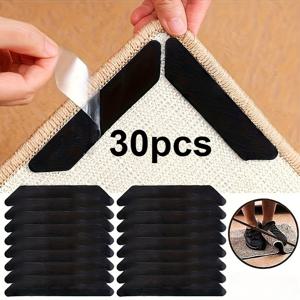TEMU 30개 미끄럼 방지 고정 카펫 스티커 [잔여물 없이 제거 가능] 재사용 가능한 테이프, 미끄럼 방지 패드 및 세탁 가능한 양면 접착 고정제, 나무 바닥 및 세라믹/타일 표면에 적합