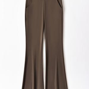 TEMU 여성용 하이웨이스트 와이드핏 포ET 와이드레그 팬츠 1개 - 풀랭스 레깅스, 신축성 높은 복부 보정 디자인, 플레어 헴, 사계절용 편안함, 기계 세탁 가능, 단색