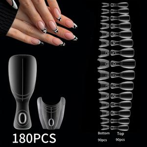 TEMU 숏 샌드위치 네일 이중재질 몰드 - 90개, 120개, 180개, 240개 타원형 네일 몰드, 빠른 네일 연장용, 종이 틀 불필요, 15가지 사이즈 플라스틱 몰드 - 네일 아트 도구, 재사용 가능한 네일 몰드