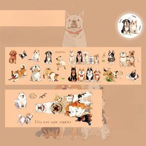 TEMU 1롤 2M 폭 PET 투명 테이프 (6Cm), 귀여운 수채화 동물 스티커 롤 - 고양이, 강아지, 양 & 오리 패턴 - 스크랩북, 불렛 저널링, 플래너, 미술 공예용 투명 장식 마스킹 테이프