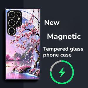 TEMU 폰 케이스: 트렌디한 고급 마그네틱 강화유리 패턴 폰 케이스, 삼성 갤럭시 노트20/S20/S21/S22/S23/S24/S25/S26 플러스 울트라 FE 호환, 패셔너블 고품질 보호 케이스 선물