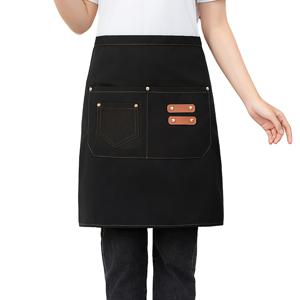 TEMU 반팔 앞치마, 레스토랑, 케이터링 서비스 직원, 하프컷 작업, 여성용, 짧은 허리, 바, 커피숍