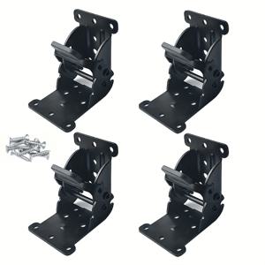 TEMU 4개 묶음 고강도 접이식 힌지 브래킷 | 0-90° 조절식 잠금 테이블/ 의자/ 다리 지지대 (자체 잠금 장치 및 나사 포함) - 침대, 책상, 작업대 다리용 접이식 연장 관절 (블랙, 오일 러브드 스틸 엔드, 바닥 장착)