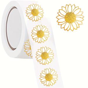 TEMU 선물 포장, 봉투 밀봉, 감사 포장, 우편물 장식, 비즈니스 포장 및 창의적인 장식용 500개 호일 골든 스티커 롤