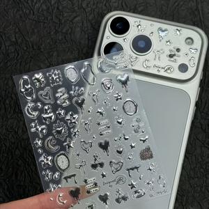 TEMU 블랙 하트와 별 만화 패턴 장식 스티커 + 카메라 렌즈 보호필름, 17 Pro/17 Pro Max 시리즈용. 일상 보호, 사무실, 가정용으로 적합한 카메라 렌즈 보호필름. 일상 보호 사무실 가정용 휴대폰 카메라 보호 커버, 충격 방지, 낙하 방지, 스크래치 방지