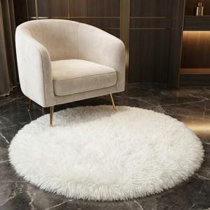 TEMU 1개 화이트 고급스러운 푹신한 긴 머리 원형 러그: 초극세사 플러시 카펫, 거실, 침실 및 독서코너에 적합 - 맨발로 걸을 때 편안함, 반려동물 친화적, 세탁 가능, 스타일리시한 홈 데코에 이상적인 선택